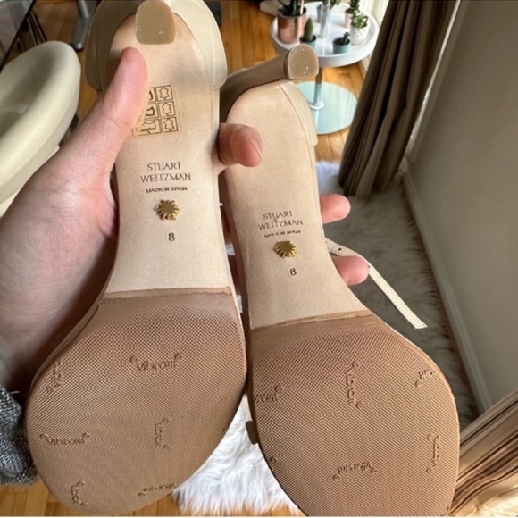 Stuart Weitzman Nudistsong Strappy Sandals / Heels in Beige Leather (NIB) - Picture 4 of 7